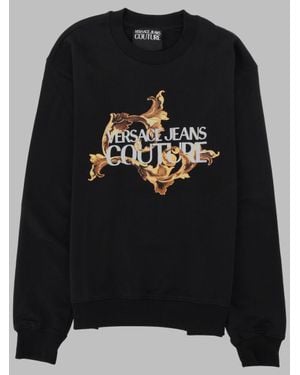 Versace Jeans Couture Cotton Sweatshirt With Signature Logo Detail - Black