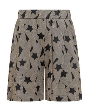 A PAPER KID Mini Bermuda Shorts With Artistic Print - Gray