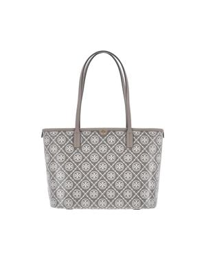 Tory Burch Cotton Crossbody Bag With Leather Trim And Polyurethane Lining - Gray