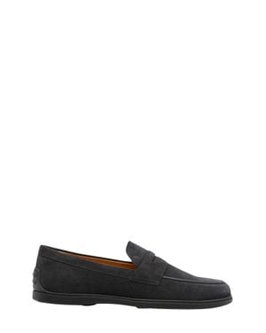 Tod's Calf Suede Leather Flat Shoes - Black