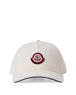 Moncler Baseball Cap With Embroidered Front Logo Patch, Curved Brim & Eyelet Vents - Natural