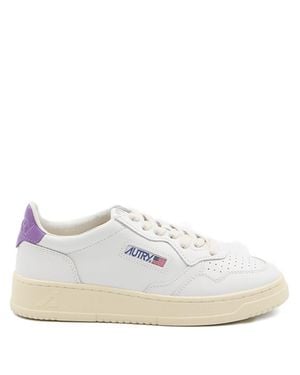 Autry Perforated Leather Sneakers With Embroidered Branding - White
