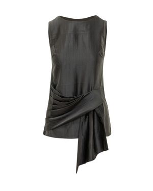 Loulou de Saison Asymmetrical Mini Draped Top - Black