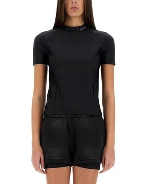 T By Alexander Wang Fitted T-Shirt With Logo Details - Black