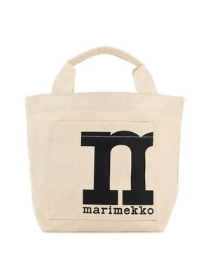 Marimekko Melange Sand Canvas Shopping Bag - Black