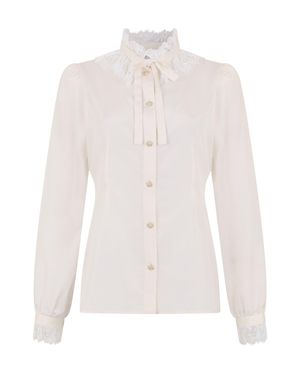 Alessandra Rich Shirt With Lace, Cotton - White