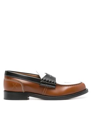 COLLEGE Colorblock Leather Slip-On Loafers For - Brown