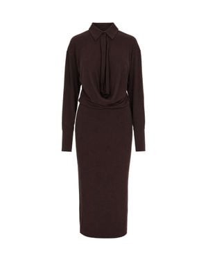 ANDAMANE Draped Hooded Polyester-Blend Midi Dress - Red