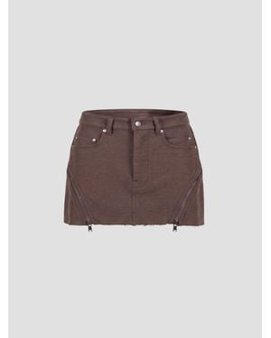 Rick Owens Chic 100% Wool Mini Skirt - Brown