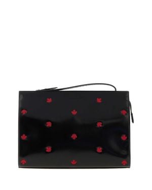 DSquared² Dsquared Leather Maple Leaf Clutch - Black