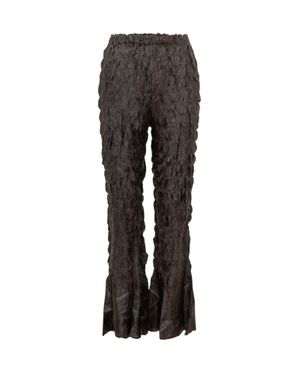 GONGDID DESIGN Stylish Gathered Pants With Flared Hem - Black