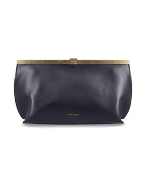 Anine Bing Metal Frame Leather Clutch Bag - Blue