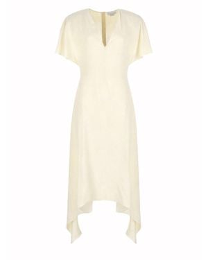 Stella McCartney Fluid V-Neck Asymmetric Midi Dress - White