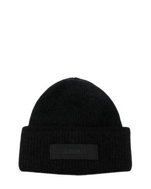 Jacquemus Turn-Up Brim Knit Beanie - Black