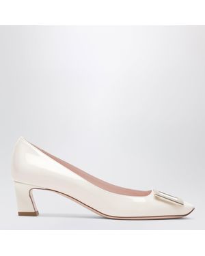 Roger Vivier Ciré Patent Leather Trompette Pumps - White