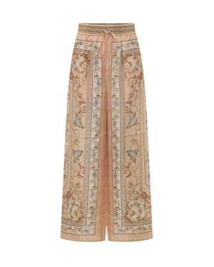 Zimmermann Chic Floral High-Waisted Pants - Natural