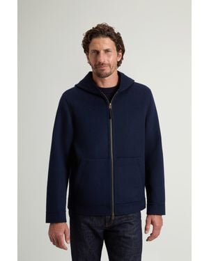Woolrich Wool Blend Double Wool Hooded Jacket - Blue
