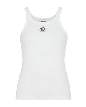 Fendi Top With Embroidered Logo - White