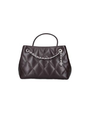 Tory Burch Quilted Leather Top Handle Satchel - Brown
