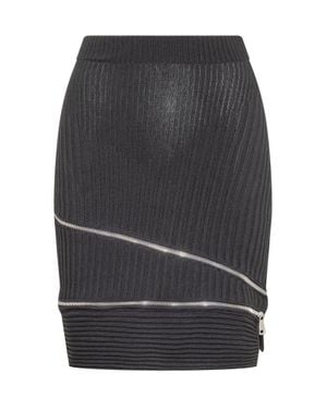 ANDREADAMO Chic Mini Skirt With Zip Detail - Gray