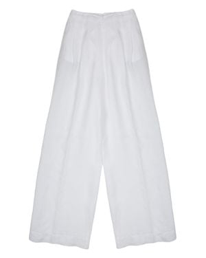 120% Lino Wide-Leg Linen Pants - White