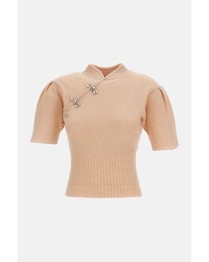 Simone Rocha Mandarin Collar Cashmere Sweater - White