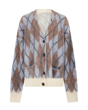 Acne Studios Diamond-Pattern Mohair Cardigan - Blue