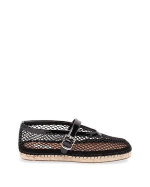 Alaïa Fishnet Espadrille Sandals - Black