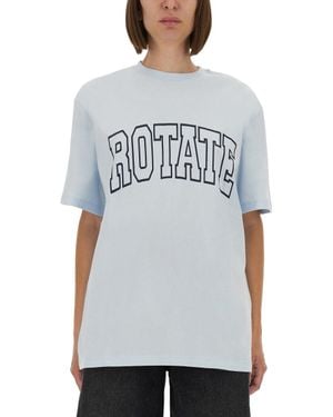 ROTATE BIRGER CHRISTENSEN Logo Crew Neck T-Shirt - Gray