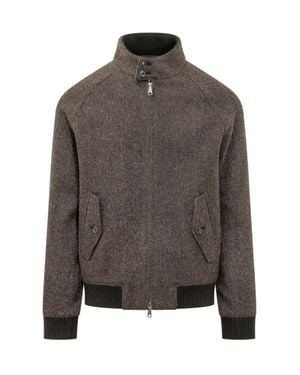 Baracuta Inspired Spina Di Pesce Jacket With High Neck - Gray