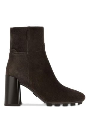 Hogan 90Mm Suede Side-Zip Boots - Black
