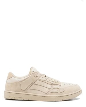 Amiri Suede Bone Appliqué Sneakers With Rubber Sole - Natural