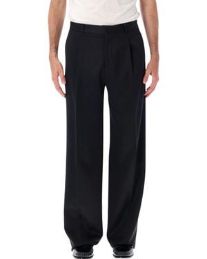 Lardini Tailored Wide-Leg Wool Pants - Black