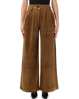Sessun High-Waisted Wide-Leg Corduroy Pants - Brown