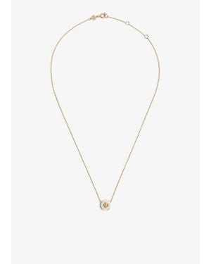 Tory Burch Elegant Enamel Pendant Necklace - White