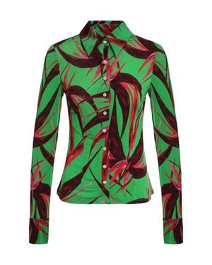 Louisa Ballou Printed Viscose Blouse - Green