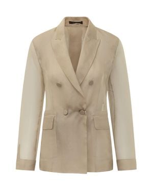 Max Mara Elegant Revers-Fit Blazer With Pocket - Natural