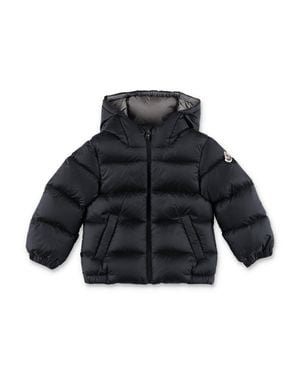 Moncler Boys Hooded Lightweight Down Jacket With Elastic Cuffs And Hem - Blue