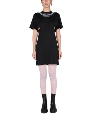Givenchy Chain Accent Crewneck Short Sleeve Dress - Black