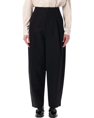 Soeur Daley Round Cotton-Linen Pants - Black
