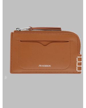 JW Anderson Leather Zip Card Holder With Slip Pocket - Brown