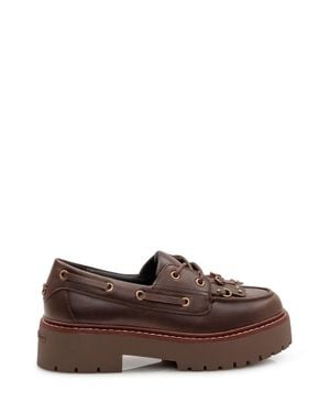 Pinko Mocassino Margaret Mini Loafer With Sculpted Sole - Brown