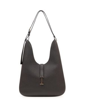 Tom Ford Medium Leather Hobo Handbag - Black