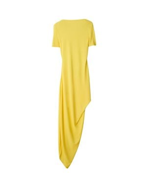 Jacquemus Asymmetrical Mini Dress With Slit And Cascading Skirt - Yellow