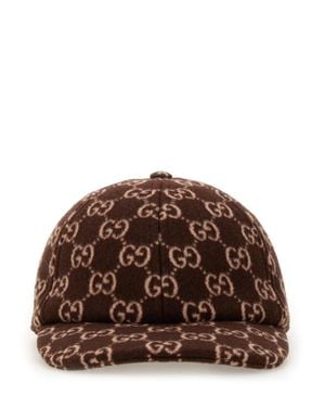 Gucci Gg Canvas Wool Baseball Cap - Brown