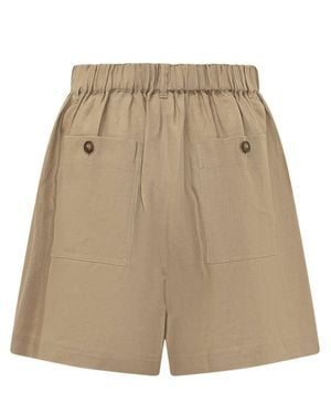 Weekend by Maxmara Linen Shorts With Front Closure And Pockets - Natural