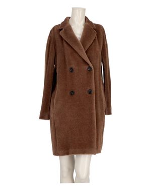 Max Mara Midi Double-Breasted Wool Jacket - Brown