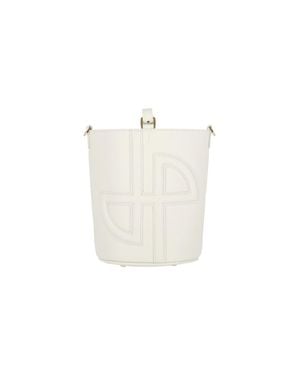 Patou Logo-Embossed Bucket Bag - White