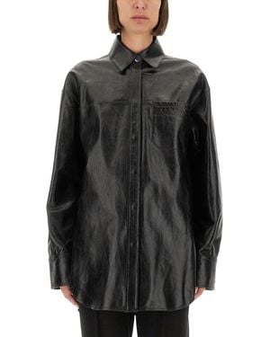 Sportmax Max Mara Borel Oversized Nappa Leather Shirt - Black