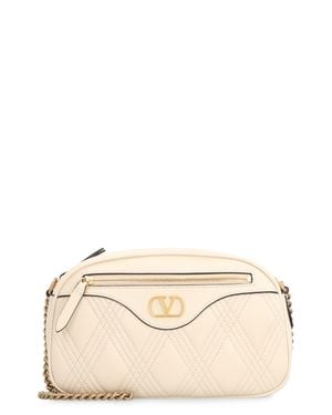 Valentino Garavani Quiltie 67 Mini Leather Shoulder Bag - Natural